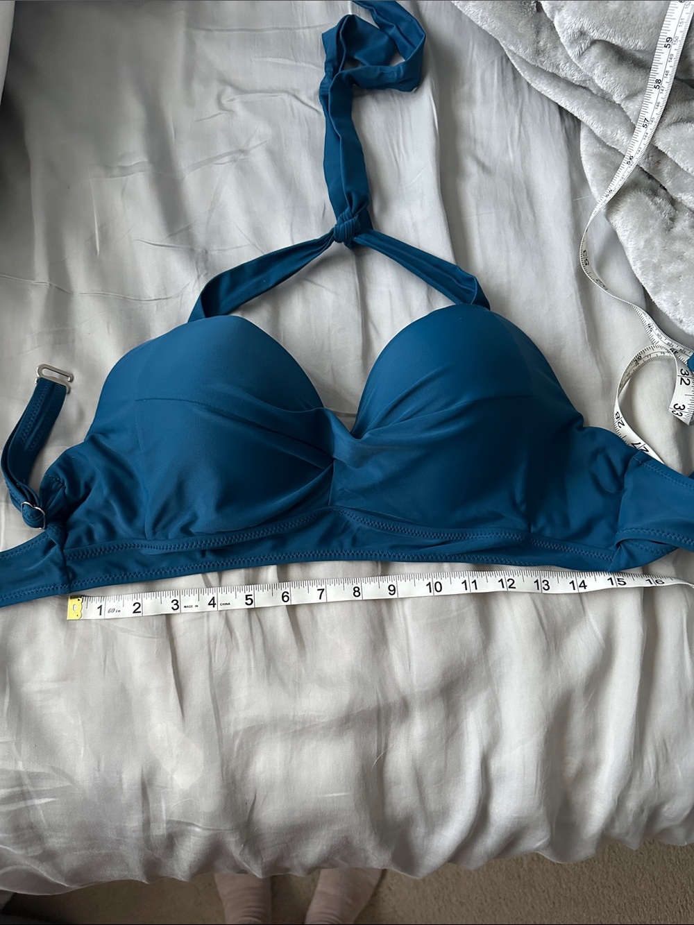 Turquoise swim top with halter straps
